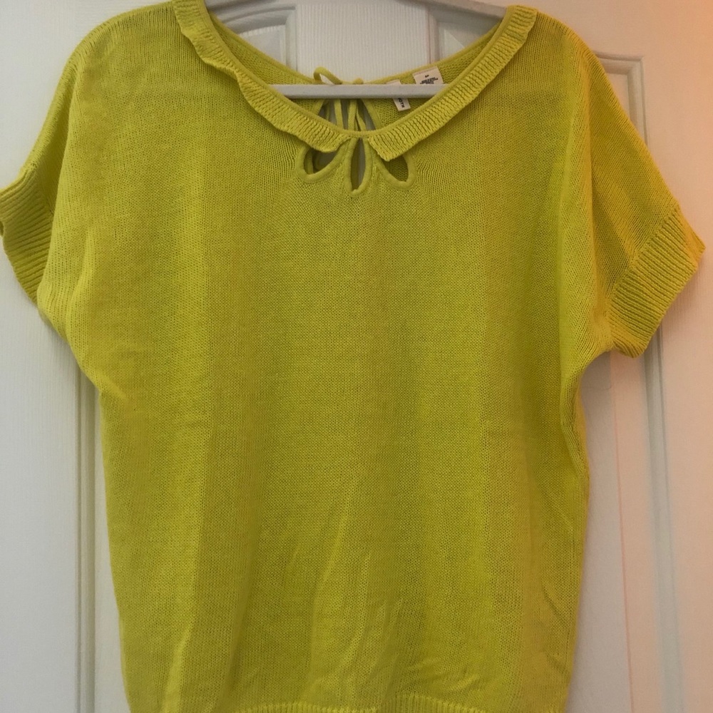 Anthropologie Moth Neon Yellow Knit top SZ S/P
